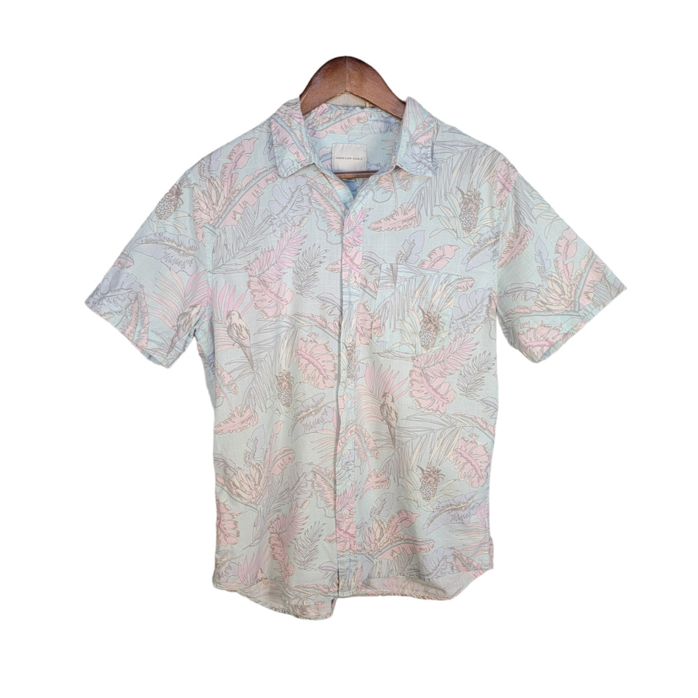 American‎ Eagle Tropical Hawaiian Button Up Shirt 100% Cotton Size Medium